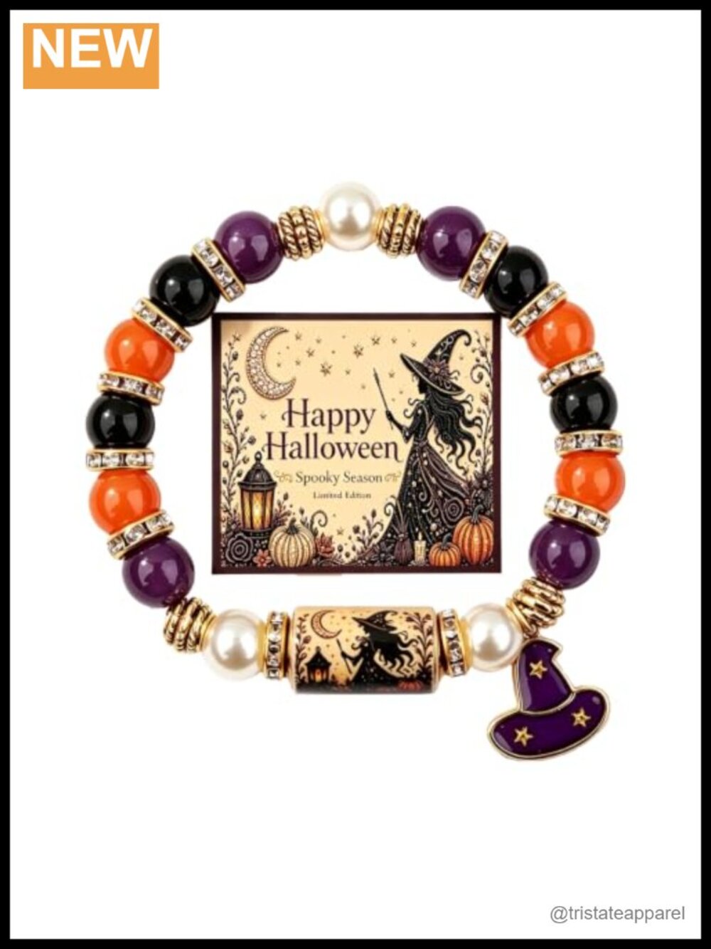 Halloween Stretch Bracelet Stone Beads Elastic One Size Gift Box